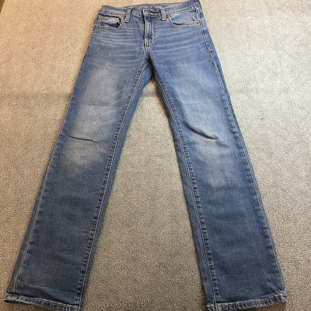 Old Navy Boys Size 12 Straight Jeans Medium Wash Built-In Flex Adjustable Waist